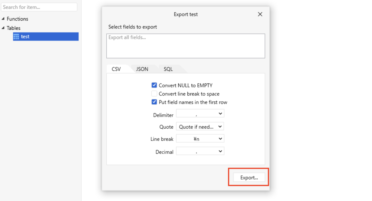 Export Button